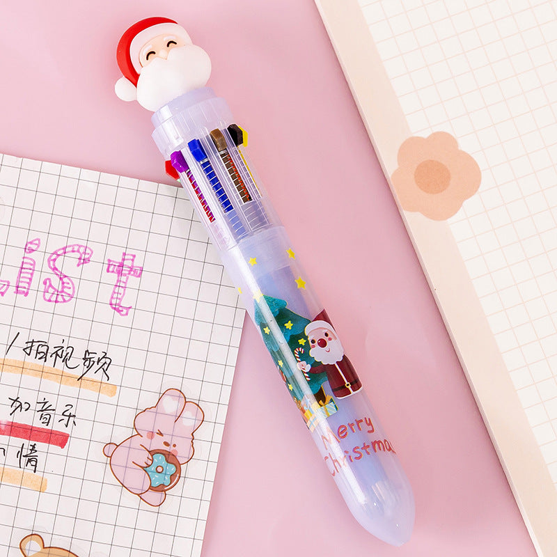 Wholesale Plastic Cartoon Christmas 10 Color Ballpoint Pen